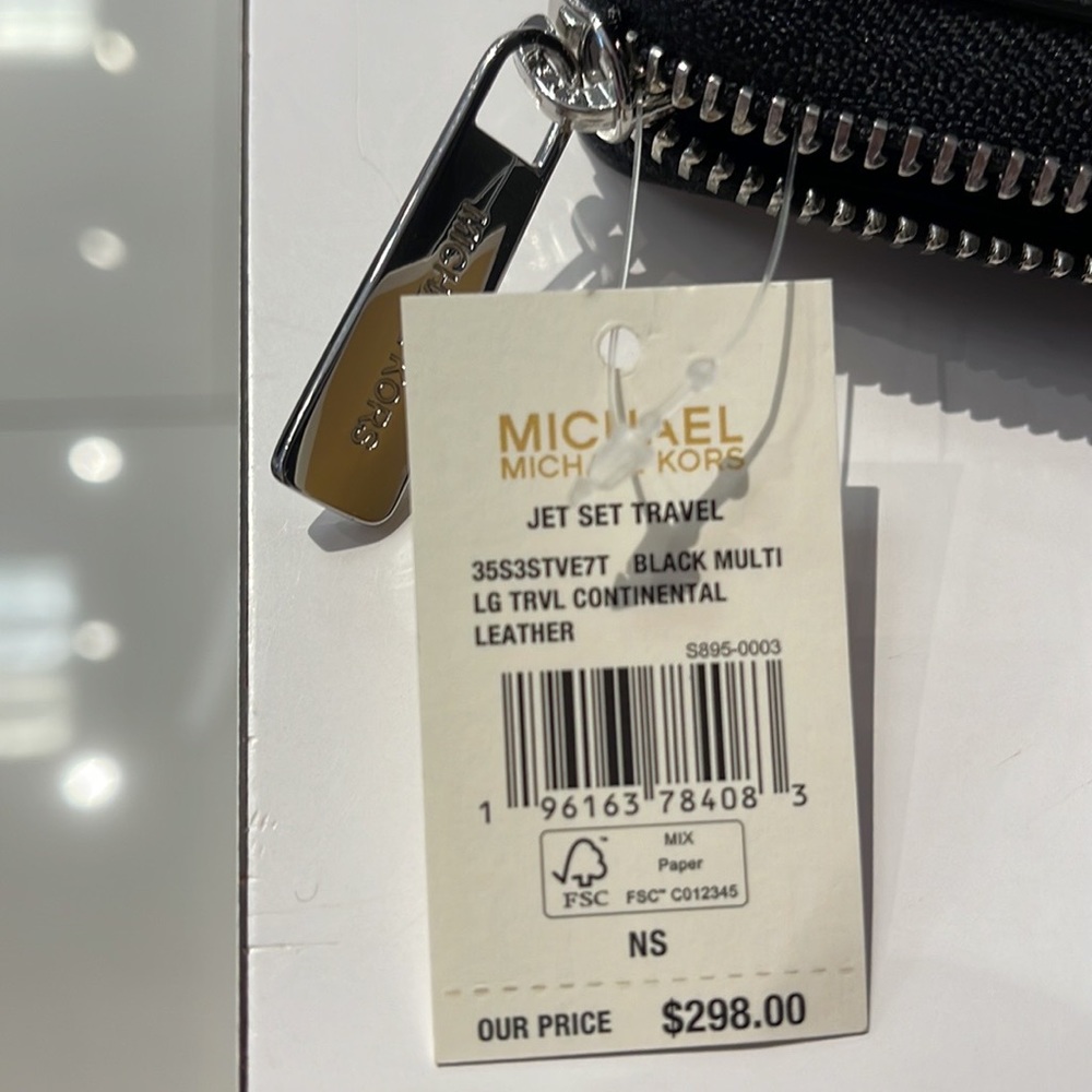 MICHAEL KORS LARGE TRAVEL CONTINENTAL WRISTLET WALLET PHONEHOLDER Black Multi - Picture 8 of 16